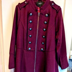 Torrid twirl military style jacket. Size 3 cranberry color